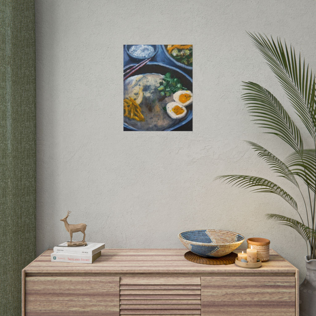 Ramen Bowl Art Poster — Rolled Japanese Noodle Kitchen Print
