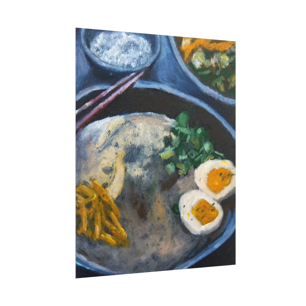 Ramen Bowl Art Poster — Rolled Japanese Noodle Kitchen Print