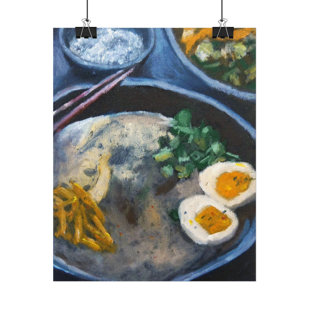 Ramen Bowl Art Poster — Rolled Japanese Noodle Kitchen Print