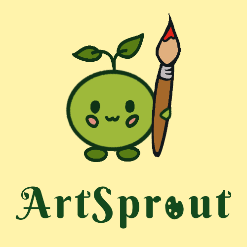 Art Sprout Logo featuring a sprout holding a paintbrush